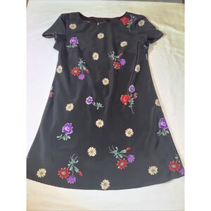 J.B.S. LTD. Women's Vintage Black Dress Size 10 Fully Lined Flower Print